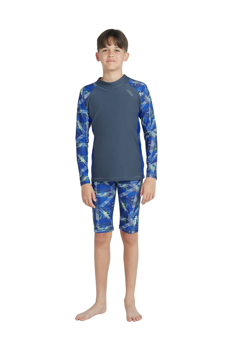 COEGA SUNWEAR  COEGA  Boys Youth Rashguard Long Sleeve - Grey Blue Stripes for Men | Best Price UAE